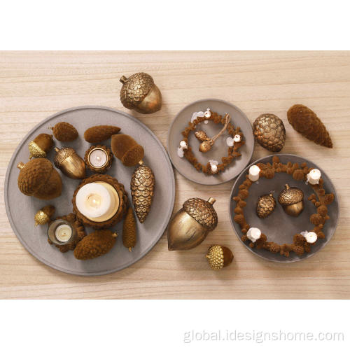 Home Table Decoration Wooden Gold Acorns Decoration Thanksgiving Gifts Factory
